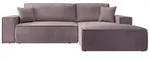 Ecksofa Farese mit Schlaffunktion und Bettkasten, Ottomane rechts, Cordbezug in Rosa