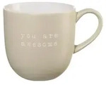 ASA Henkelbecher, you are awesome d. 9,5 cm, h. 9,5 cm, 0,35 l. - Beige/Wei&szlig;