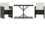 vidaXL 3-tlg. Bistro-Set mit Kissen Schwarz Poly Rattan - Schwarz