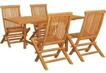 vidaXL 5-tlg. Garten-Essgruppe Massivholz Teak - Braun