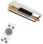 CCT LED Deckenleuchte, schwarz, mit Holz, LED/50W - Schwarz