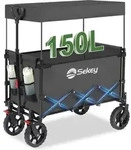 Sekey Bollerwagen mit Dach, Handwagen bis 150 kg belastbar, Transportkarre,
