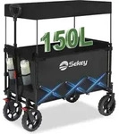 Sekey Bollerwagen mit Dach, Handwagen bis 150 kg belastbar, Transportkarre,