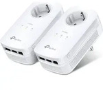 TP-LINK AV1200-Gigabit-Powerline-Adapter KIT mit Frontsteckdose und 3 LAN-Ports