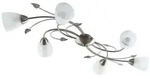 Lindby Deckenlampe Yannie, 6-flg., 106 cm, nickel/wei&szlig;, Glas - Silber/Grau