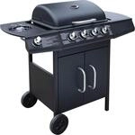 vidaXL Gasgrill 4+1 Brenner Schwarz