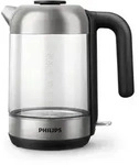 Philips Wasserkocher Series 5000 aus Glas, 1.7 L, Leuchtanzeige mit Klappdeckel und