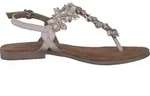 MARCO TOZZI Damen Sandale T-Riemen Leder Blumen Perlen Zehentrenner 2-28148-42,