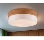 LED Deckenleuchte Holzlampe mit Stoffschirm Wei&szlig; &Oslash; 50cm Eingangsbereich,...