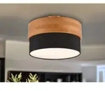 LED Deckenleuchte Holzlampe mit Stoffschirm Schwarz &Oslash; 30cm Eingangsbereich,...