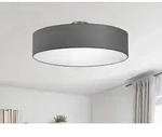 LED Deckenlampe mit Stoffschirm Grau &Oslash; 50cm, runde Flurlampe, Schlafzimmerlampe
