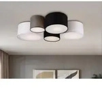 Ausgefallene LED Deckenleuchte mit 5x Stoffschirm f&uuml;r Wohnzimmer & Schlafzimmer