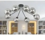 LED Deckenlampe mehrflammig Schwarz Lampenschirm Rauchglas f&uuml;rs...