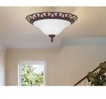 LED Deckenleuchte dimmbar im Landhausstil in Rostoptik mit Glas Lampenschirm -