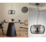 LED Pendelleuchte 3flammig rund mit Lampenschirm Rauchglas 40cm Industrial Style