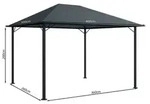 Metall Garten Pavillon Nizza 3x4m Grau RAL 7012