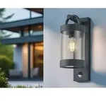 LED Au&szlig;enwandleuchte mit Bewegungsmelder, Balkon Laterne f&uuml;r drau&szlig;en, Anthrazit -