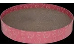 Kartonspeeltje f&uuml;r Katzen, runde Krabblatte, 5,5 cm hoch, &Oslash;34 cm - Rosa/Bronze