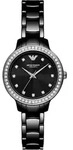 Emporio Armani Cleo Ceramica Damenuhr - Schwarz mit Kristallen - Schwarz