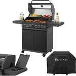 Juskys BBQ Gasgrill Savannah - 4 Brenner & 1 Seitenbrenner - Stahl Grill mit