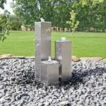 CLGarden Edelstahl Springbrunnen ESB8 Design S&auml;ulenbrunnen eckig mit LED Beleuchtung