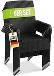Juskys Polyrattan Gartenst&uuml;hle Yoro 6er Set - mit Armlehnen & R&uuml;ckenlehne - 6