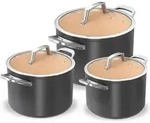 Ninja CW93000DE Premium Keramik grau, Topf-Set, 16 cm, 18 cm und 20 cm Topf - Grau