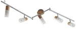 Lindby Deckenstrahler Christoph, 130 cm, 5-flg., Holz, Glas - Silber