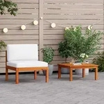 vidaXL 2-teiliges Garten-Lounge-Set mit Kissen Holz Akazie & Seil - Creme
