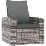 vidaXL Gartensessel Verstellbar mit Kissen Grau Poly Rattan