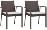 vidaXL Gartenst&uuml;hle mit Kissen 2 Stk. Braun 56,5x57x83 cm Poly Rattan