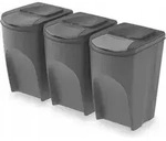 Prosperplast Sortibox M&uuml;lleimer M&uuml;lltrennsystem Abfalleimer Beh&auml;lter 3x35L, Grau -