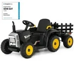 COSTWAY 12V 3-Gang Traktor mit abnehmbarem Anh&auml;nger und 2,4G Fernbedienung,...