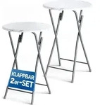 CASARIA&reg; Stehtisch 2er Set Klappbar H&ouml;he 110cm &Oslash; 60cm Marmor Optik...