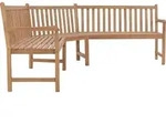 vidaXL Garten-Eckbank 185x185x90 cm Massivholz Teak - Braun