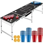 tectake&reg; Aluminium Bierpongtisch Beer Ball Blitz mit Eisfach, klappbar inklusive 100