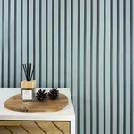 WALLCOVER Tapete Blau Vliestapete Streifen Schwarz - Blaugrau Paneele Skandinavi -