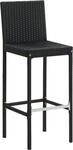 vidaXL Garten-Barhocker mit Kissen 4 Stk. Schwarz Poly Rattan