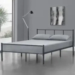 Metallbett 120 x 200cm Dunkelgrau Bettrahmen Jugendbett Stahlrahmen Einzelbett