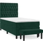 vidaXL Boxspringbett mit Matratze Dunkelgr&uuml;n 100x200 cm Samt - Gr&uuml;n