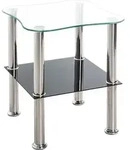 HAKU Beistelltisch edelstahl, schwarz - Edelstahl, Sicherheitsglas 4 mm,
