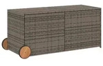 vidaXL Gartentruhe mit Rollen Grau 283L Poly Rattan