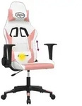 vidaXL Gaming-Stuhl mit Massagefunktion Wei&szlig; und Rosa Kunstleder - Rosa