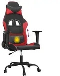 vidaXL Gaming-Stuhl mit Massagefunktion Schwarz und Rot Kunstleder - Rot