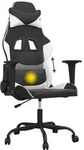 vidaXL Gaming-Stuhl mit Massagefunktion Schwarz und Wei&szlig; Kunstleder - Schwarz