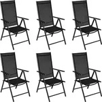 vidaXL 7-tlg. Garten-Essgruppe Aluminium Schwarz - Schwarz