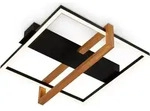 LED ceiling light, black, with wood, LED/14W - Schwarz