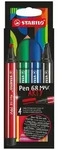 STABILO Pen 68 MAX, 4 Farben, Schwarz, Blau, Rot, 5 mm, 1 mm, Mehrfarbig, Rund -