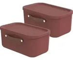 Rotho 2er-Set Aufbewahrungsbox 12 L Maloja - Kunststoffbox mit Deckel - Stapelbox