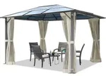 Gartenpavillon 3x3,65 m ca 6 mm Polycarbonat-Dach mit Moskitonetzen und Seitenteilen